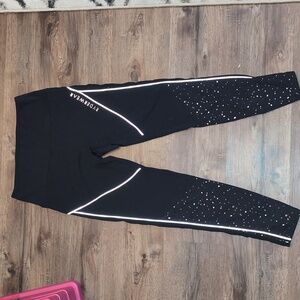 Ryderwear Black Leggings with Reflective Accents And Mesh Cutouts - Medium